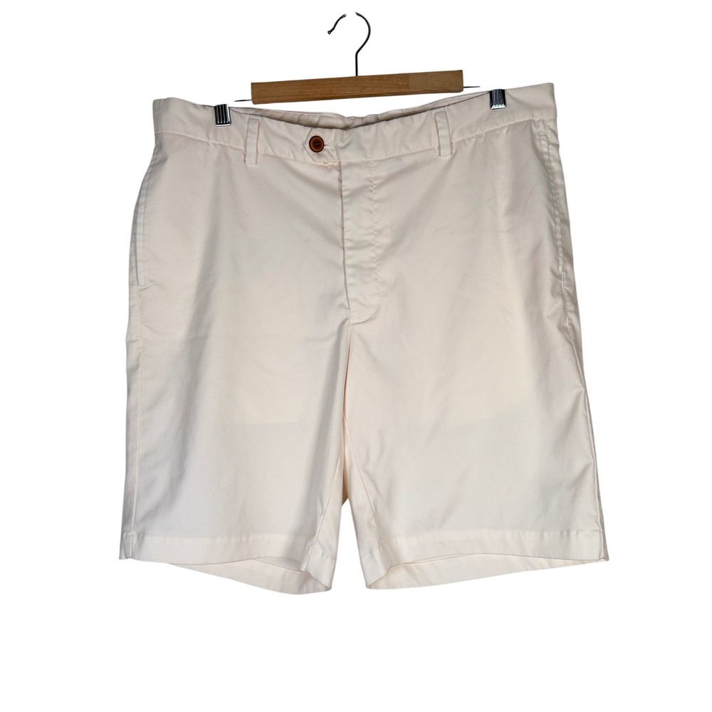 Turtleson Mens Performance Golf‎ Shorts Cream Flat Front Size 36 9 Inseam